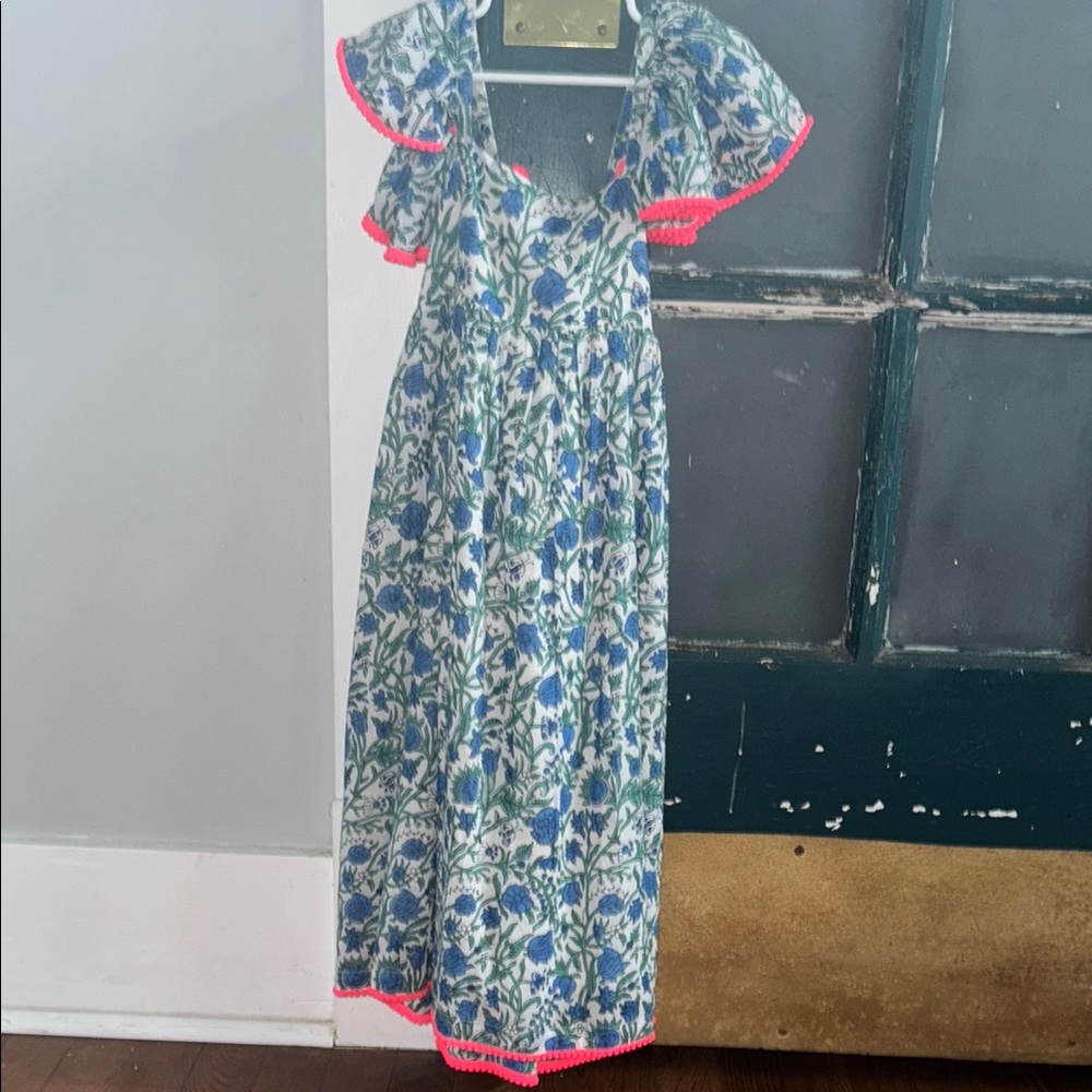 Floral Blue and Pink Kids Dress